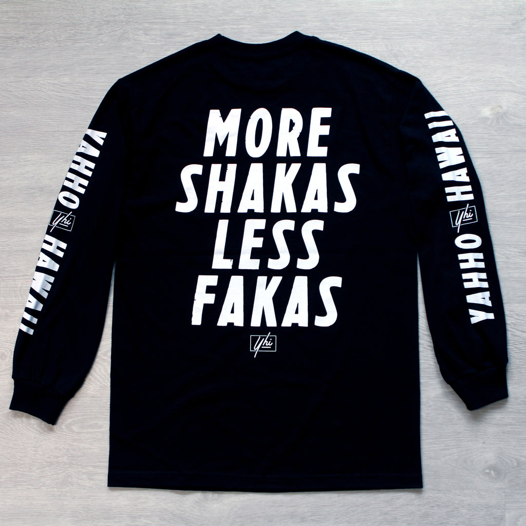 Yahho Hawaii More Shakas Less Fakas Long Sleeve Tee Black Back